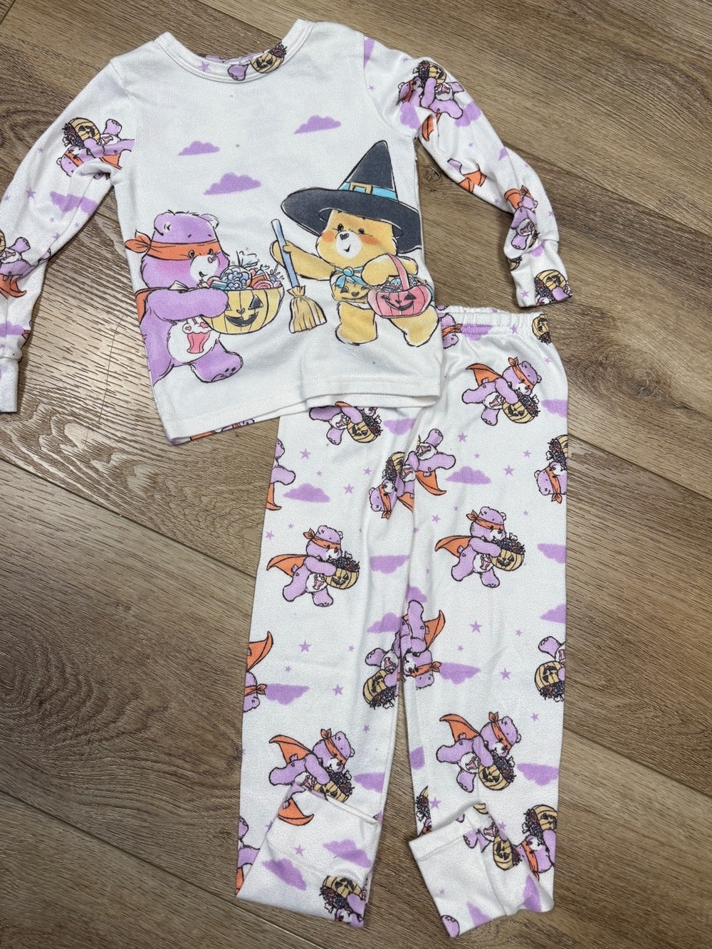 Kids Halloween Care Bears Pajama Set - Purple White size 5T